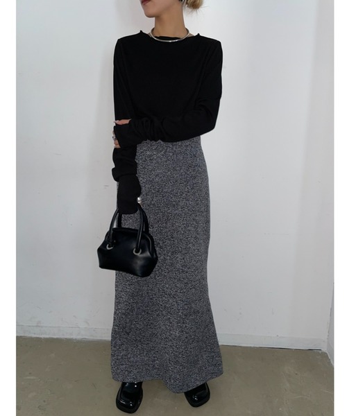 AIC.（エーアイシー）の「配色リブメロートップス（Tシャツ/カットソー・レディース・ブラック/ブルー/ベージュ/ライトグレー・FREE）」の9枚目の写真