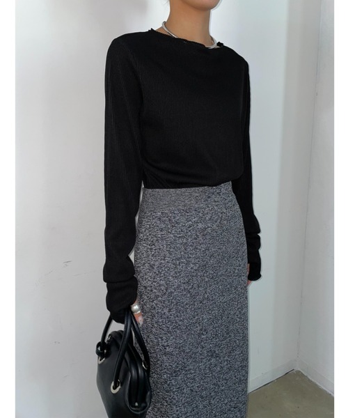 AIC.（エーアイシー）の「配色リブメロートップス（Tシャツ/カットソー・レディース・ブラック/ブルー/ベージュ/ライトグレー・FREE）」の8枚目の写真