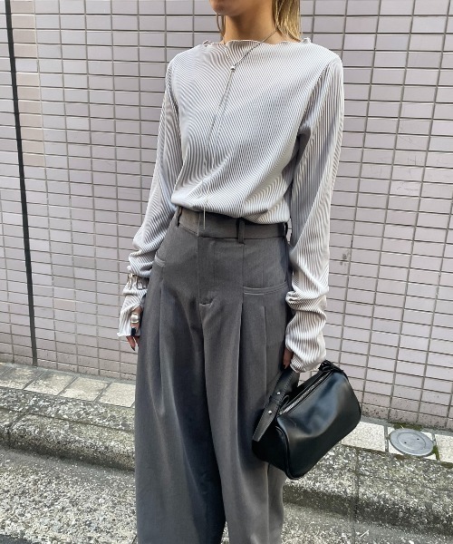 AIC.（エーアイシー）の「配色リブメロートップス（Tシャツ/カットソー・レディース・ブラック/ブルー/ベージュ/ライトグレー・FREE）」の21枚目の写真