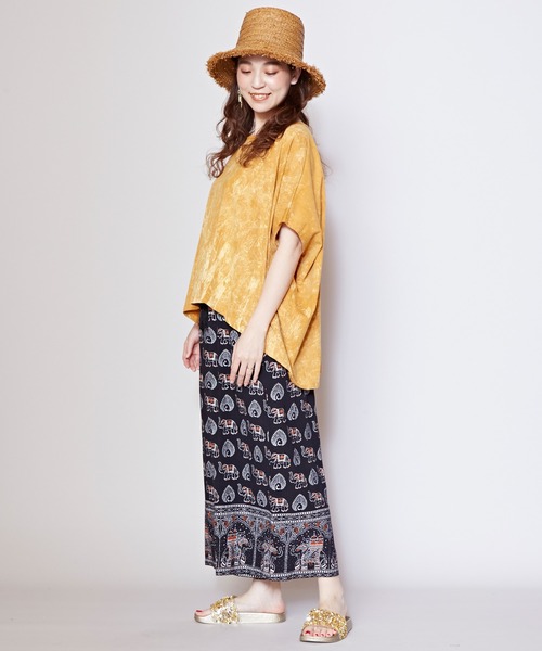 チャイハネ（チャイハネ）の「【チャイハネ】パチドアシッドウォッシュ変形トップス（Tシャツ/カットソー・レディース・ブラック/ブルー/マスタード・FREE）」の7枚目の写真