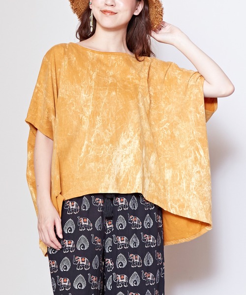 チャイハネ（チャイハネ）の「【チャイハネ】パチドアシッドウォッシュ変形トップス（Tシャツ/カットソー・レディース・ブラック/ブルー/マスタード・FREE）」の9枚目の写真