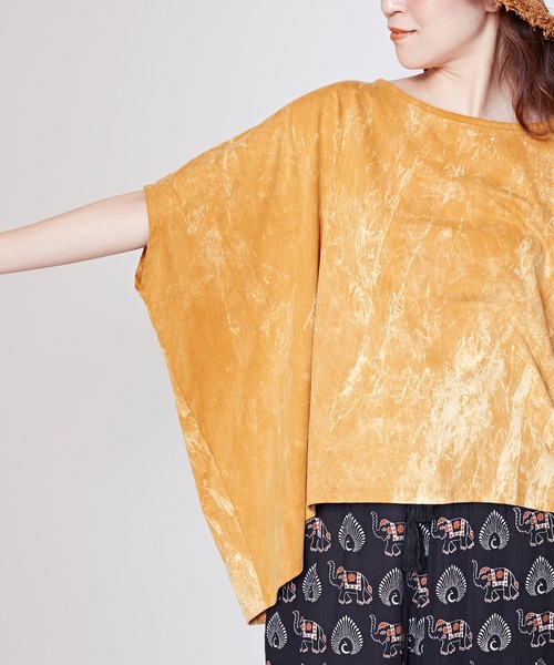 チャイハネ（チャイハネ）の「【チャイハネ】パチドアシッドウォッシュ変形トップス（Tシャツ/カットソー・レディース・ブラック/ブルー/マスタード・FREE）」の11枚目の写真