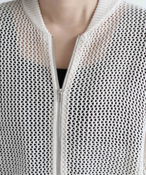 cepo(セポ)の「メッシュジップカーディガン(カーディガン/ボレロ・レディース・オフホワイト/ダークブラウン/モカ・M)」の5枚目の写真