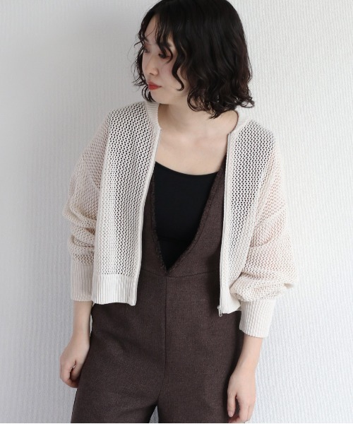 セール】メッシュジップカーディガン（カーディガン/ボレロ）｜cepo