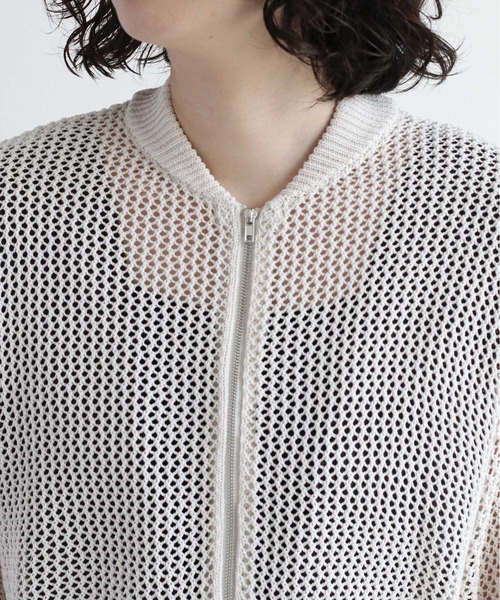 cepo(セポ)の「メッシュジップカーディガン(カーディガン/ボレロ・レディース・オフホワイト/ダークブラウン/モカ・M)」の8枚目の写真