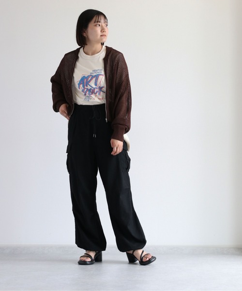 cepo(セポ)の「メッシュジップカーディガン(カーディガン/ボレロ・レディース・オフホワイト/ダークブラウン/モカ・M)」の14枚目の写真