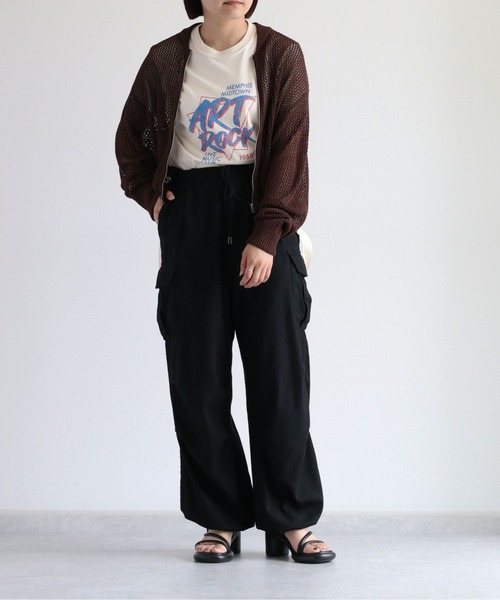 cepo(セポ)の「メッシュジップカーディガン(カーディガン/ボレロ・レディース・オフホワイト/ダークブラウン/モカ・M)」の6枚目の写真