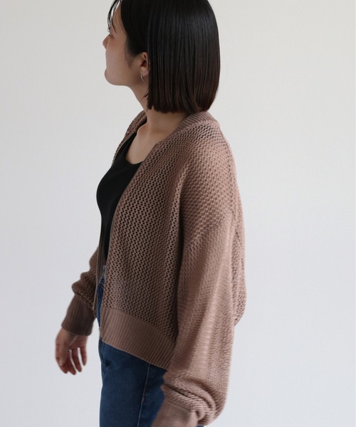 cepo(セポ)の「メッシュジップカーディガン(カーディガン/ボレロ・レディース・オフホワイト/ダークブラウン/モカ・M)」の21枚目の写真