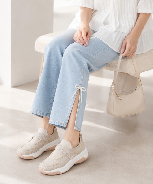 coca（ANDEX shoes product）（コカ）の「【サステナブルシリーズ】ビジューベルト ニットスニーカー（スニーカー・レディース・ベージュ/ブラック・SMALL/MEDIUM/LARGE）」の15枚目の写真