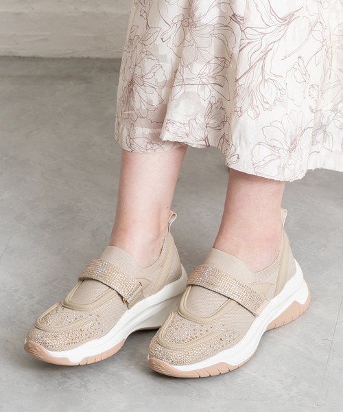 coca（ANDEX shoes product）（コカ）の「【サステナブルシリーズ】ビジューベルト ニットスニーカー（スニーカー・レディース・ベージュ/ブラック・SMALL/MEDIUM/LARGE）」の17枚目の写真