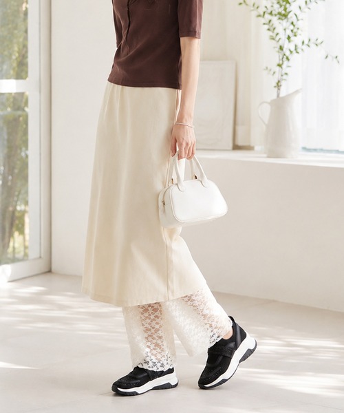 coca（ANDEX shoes product）（コカ）の「【サステナブルシリーズ】ビジューベルト ニットスニーカー（スニーカー・レディース・ベージュ/ブラック・SMALL/MEDIUM/LARGE）」の5枚目の写真
