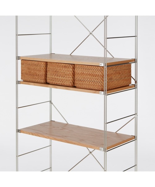 重なるラタン長方形バスケット・中 （V）約幅36×奥行26×高さ