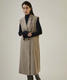 SALON adam et rope' | メランジツイル2WAYロングジレ/ワンピース【サステナブル・セットアップ対応】(ジャンパースカート)