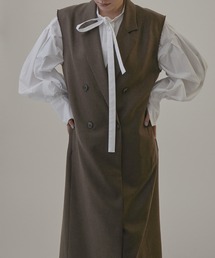 SALON adam et rope' | メランジツイル2WAYロングジレ/ワンピース【サステナブル・セットアップ対応】(ジャンパースカート)