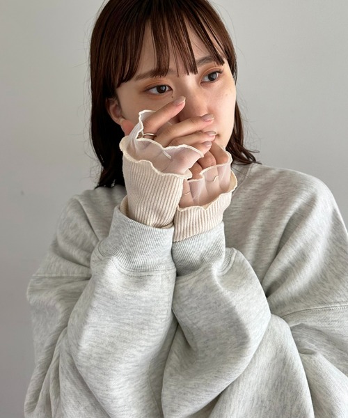 DISCOAT（ディスコート）の「ラメリブシアーアームウォーマー（手袋・レディース・アイボリー/ブラック/バーガンディー・FREE）」の5枚目の写真