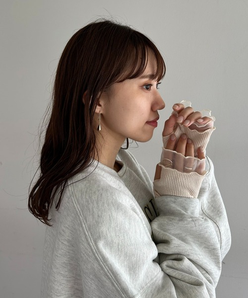 DISCOAT（ディスコート）の「ラメリブシアーアームウォーマー（手袋・レディース・アイボリー/ブラック/バーガンディー・FREE）」の7枚目の写真