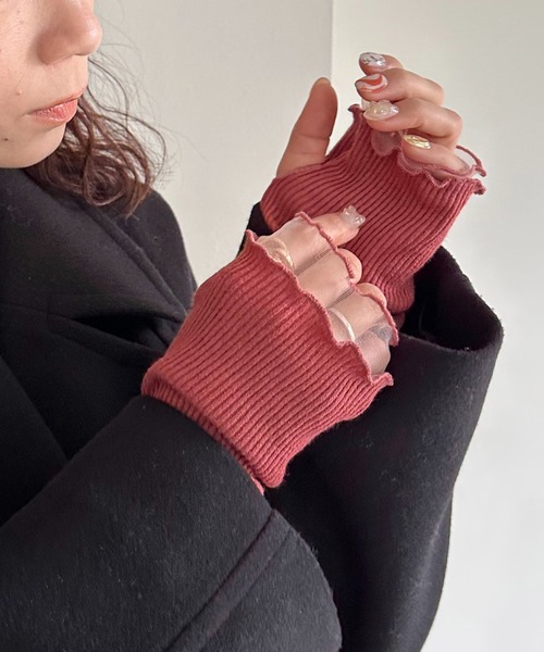 DISCOAT（ディスコート）の「ラメリブシアーアームウォーマー（手袋・レディース・アイボリー/ブラック/バーガンディー・FREE）」の21枚目の写真