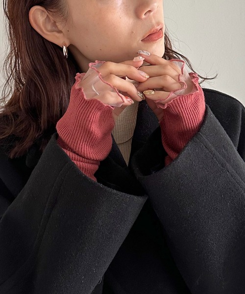 DISCOAT（ディスコート）の「ラメリブシアーアームウォーマー（手袋・レディース・アイボリー/ブラック/バーガンディー・FREE）」の20枚目の写真