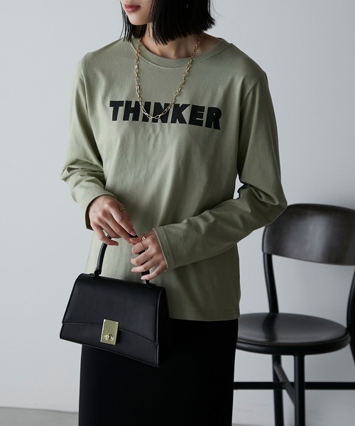 Anss.me(アンスミー)の「【Anss.me】シンプルゴシックロゴプリントロンT(Tシャツ/カットソー・レディース・ホワイト系1/チャコールグレー/ホワイト系2/ブラック/ライトカーキ/ベージュ・FREE)」の1枚目の写真