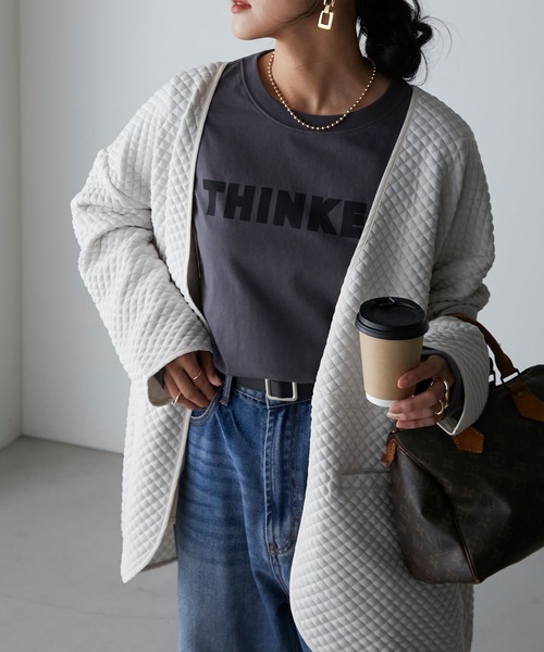 Anss.me(アンスミー)の「【Anss.me】シンプルゴシックロゴプリントロンT(Tシャツ/カットソー・レディース・ホワイト系1/チャコールグレー/ホワイト系2/ブラック/ライトカーキ/ベージュ・FREE)」の5枚目の写真