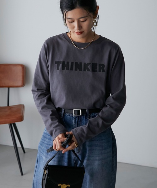 Anss.me(アンスミー)の「【Anss.me】シンプルゴシックロゴプリントロンT(Tシャツ/カットソー・レディース・ホワイト系1/チャコールグレー/ホワイト系2/ブラック/ライトカーキ/ベージュ・FREE)」の8枚目の写真