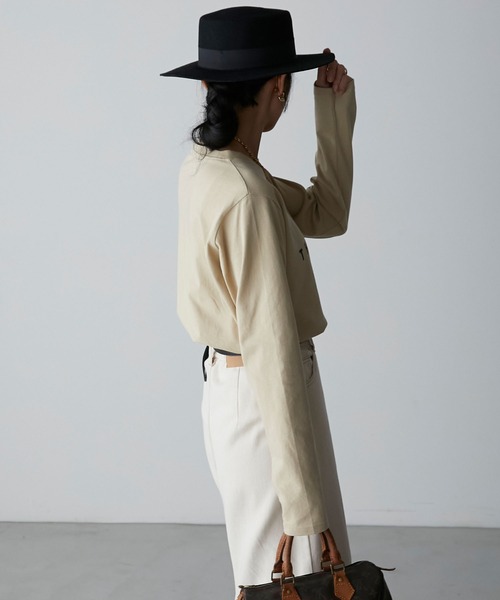 Anss.me(アンスミー)の「【Anss.me】シンプルゴシックロゴプリントロンT(Tシャツ/カットソー・レディース・ホワイト系1/チャコールグレー/ホワイト系2/ブラック/ライトカーキ/ベージュ・FREE)」の17枚目の写真