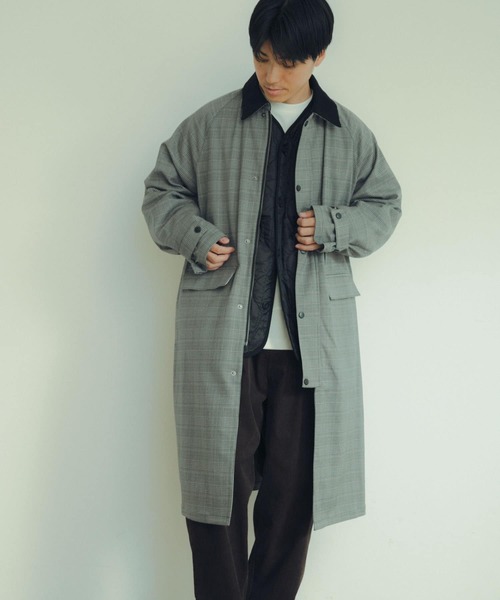 ITEMS URBANRESEARCH（アイテムズ アーバンリサーチ）の「トラッドスタイル ハンティングコート（ステンカラーコート・メンズ・ブラック/チェック/カーキ・LARGE/MEDIUM）」の22枚目の写真