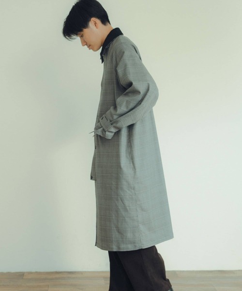 ITEMS URBANRESEARCH（アイテムズ アーバンリサーチ）の「トラッドスタイル ハンティングコート（ステンカラーコート・メンズ・ブラック/チェック/カーキ・LARGE/MEDIUM）」の20枚目の写真