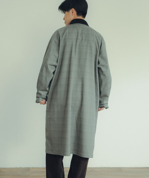 ITEMS URBANRESEARCH（アイテムズ アーバンリサーチ）の「トラッドスタイル ハンティングコート（ステンカラーコート・メンズ・ブラック/チェック/カーキ・LARGE/MEDIUM）」の19枚目の写真