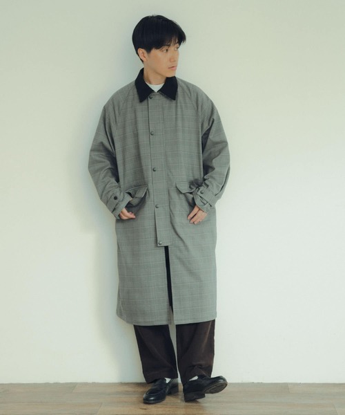 ITEMS URBANRESEARCH（アイテムズ アーバンリサーチ）の「トラッドスタイル ハンティングコート（ステンカラーコート・メンズ・ブラック/チェック/カーキ・LARGE/MEDIUM）」の18枚目の写真