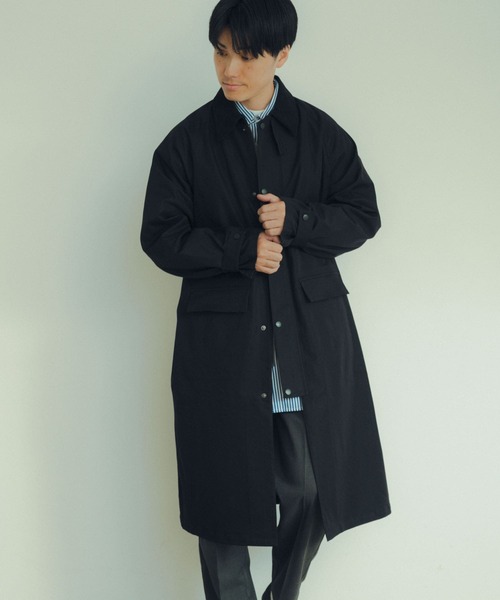 ITEMS URBANRESEARCH（アイテムズ アーバンリサーチ）の「トラッドスタイル ハンティングコート（ステンカラーコート・メンズ・ブラック/チェック/カーキ・LARGE/MEDIUM）」の17枚目の写真