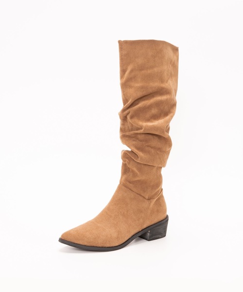 SVEC（シュベック）の「ポインテッドトゥ ワイドシャフト シャーリング ニーハイブーツ（ブーツ・レディース・インディゴブルー/ベージュ/ブラック・35/36/37/38/39）」の4枚目の写真