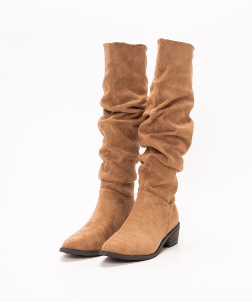 SVEC（シュベック）の「ポインテッドトゥ ワイドシャフト シャーリング ニーハイブーツ（ブーツ・レディース・インディゴブルー/ベージュ/ブラック・35/36/37/38/39）」の5枚目の写真