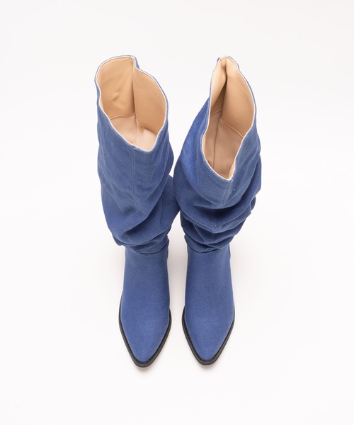 SVEC（シュベック）の「ポインテッドトゥ ワイドシャフト シャーリング ニーハイブーツ（ブーツ・レディース・インディゴブルー/ベージュ/ブラック・35/36/37/38/39）」の12枚目の写真