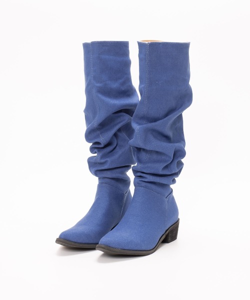 SVEC（シュベック）の「ポインテッドトゥ ワイドシャフト シャーリング ニーハイブーツ（ブーツ・レディース・インディゴブルー/ベージュ/ブラック・35/36/37/38/39）」の10枚目の写真