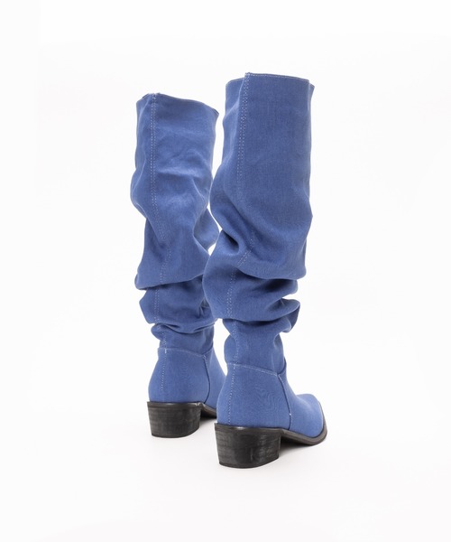 SVEC（シュベック）の「ポインテッドトゥ ワイドシャフト シャーリング ニーハイブーツ（ブーツ・レディース・インディゴブルー/ベージュ/ブラック・35/36/37/38/39）」の11枚目の写真