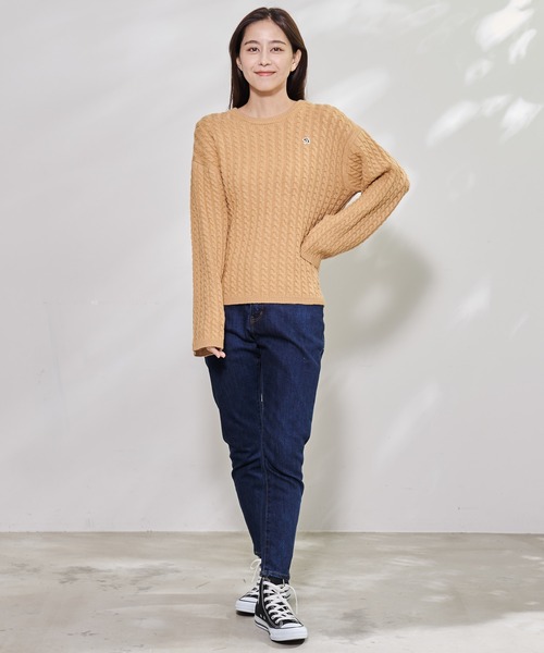 Arnold Palmer（アーノルドパーマー）の「ミニケーブル ニット（ニット/セーター・レディース・ブラック/キャメル・S/L/M）」の6枚目の写真