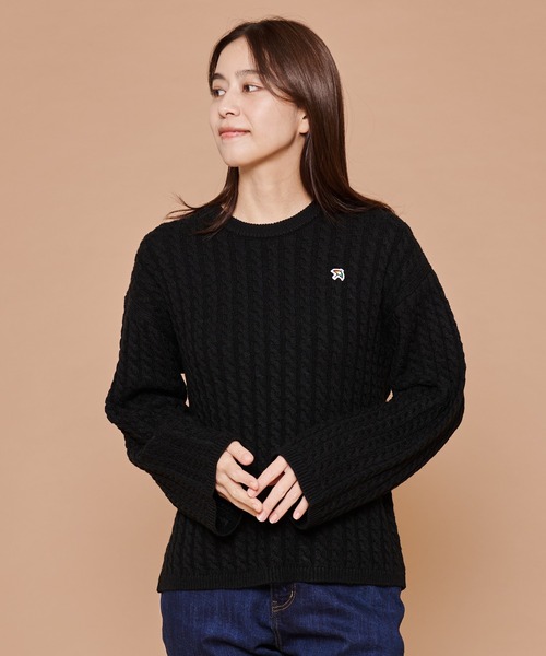 Arnold Palmer（アーノルドパーマー）の「ミニケーブル ニット（ニット/セーター・レディース・ブラック/キャメル・S/L/M）」の9枚目の写真