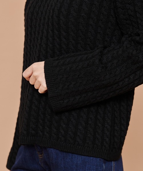 Arnold Palmer（アーノルドパーマー）の「ミニケーブル ニット（ニット/セーター・レディース・ブラック/キャメル・S/L/M）」の5枚目の写真