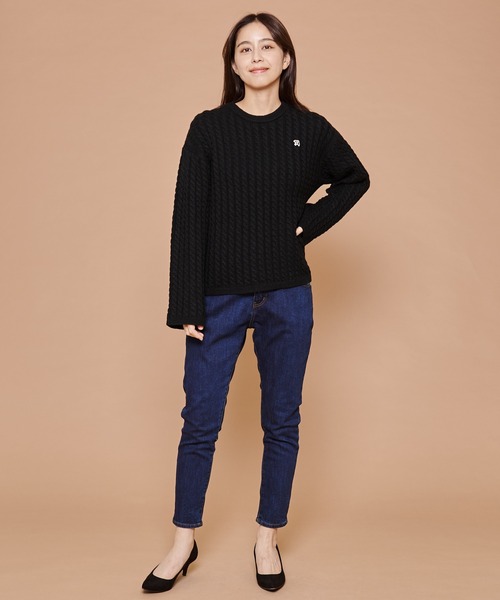 Arnold Palmer（アーノルドパーマー）の「ミニケーブル ニット（ニット/セーター・レディース・ブラック/キャメル・S/L/M）」の10枚目の写真