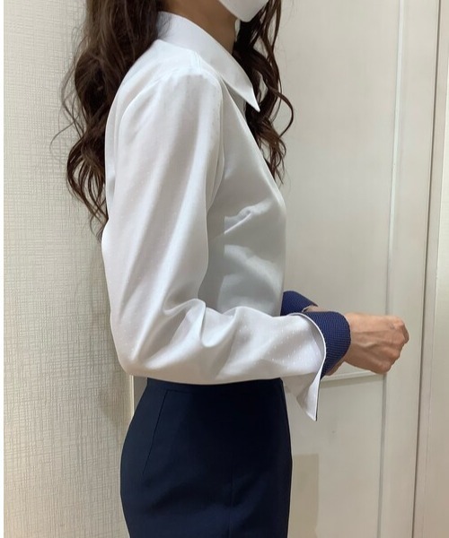 TOKYO SHIRTS（トウキョウシャツ）の「形態安定ノーアイロン レギュラー 長袖ビジネスワイシャツ（ビジネスシャツ・レディース・ホワイト・LL/S/L/M/XL）」の7枚目の写真