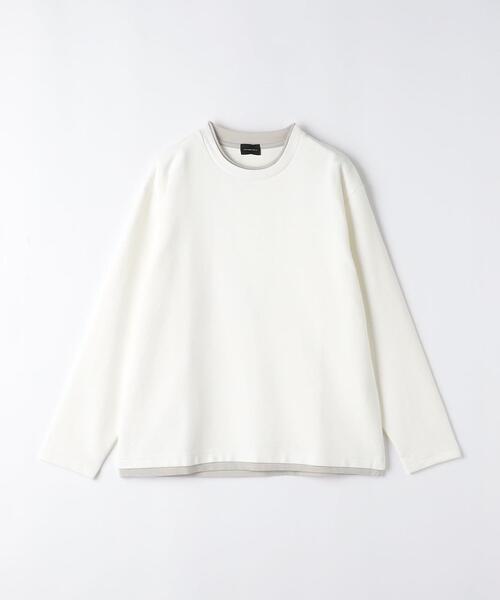 green label relaxing(グリーンレーベルリラクシング)の「GIZA リップル フェイクレイヤード 長袖 Tシャツ(Tシャツ/カットソー・メンズ・ライトブルー/ダークグレー/ホワイト・M/S/XL/L)」の4枚目の写真