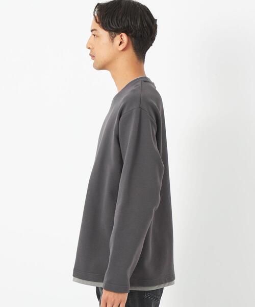 green label relaxing(グリーンレーベルリラクシング)の「GIZA リップル フェイクレイヤード 長袖 Tシャツ(Tシャツ/カットソー・メンズ・ライトブルー/ダークグレー/ホワイト・M/S/XL/L)」の6枚目の写真