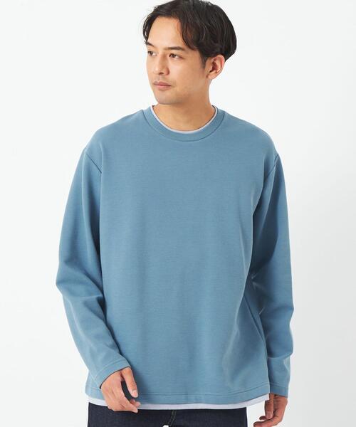 green label relaxing(グリーンレーベルリラクシング)の「GIZA リップル フェイクレイヤード 長袖 Tシャツ(Tシャツ/カットソー・メンズ・ライトブルー/ダークグレー/ホワイト・M/S/XL/L)」の10枚目の写真