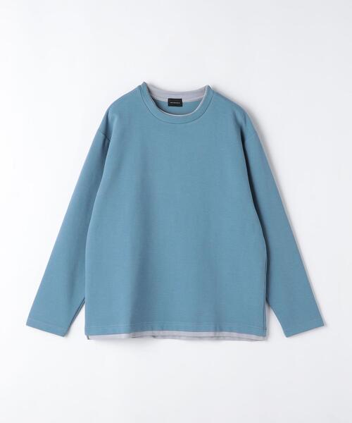green label relaxing(グリーンレーベルリラクシング)の「GIZA リップル フェイクレイヤード 長袖 Tシャツ(Tシャツ/カットソー・メンズ・ライトブルー/ダークグレー/ホワイト・M/S/XL/L)」の11枚目の写真