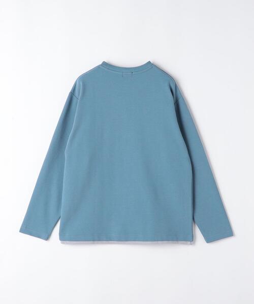 green label relaxing(グリーンレーベルリラクシング)の「GIZA リップル フェイクレイヤード 長袖 Tシャツ(Tシャツ/カットソー・メンズ・ライトブルー/ダークグレー/ホワイト・M/S/XL/L)」の12枚目の写真