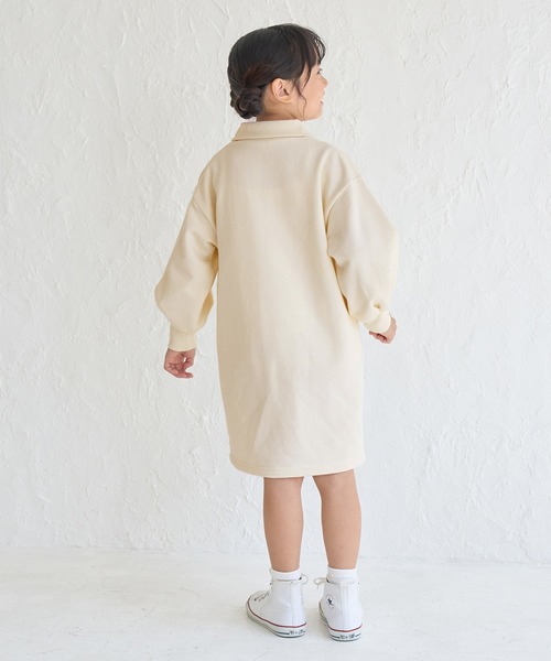 ROPE' PICNIC(ロペピクニック)の「【KIDS】ワンポイント刺繍裏毛ハーフジップワンピース/リンクコーデ(ワンピース・キッズ・チャコールグレー/キナリ・110/140/150/120/130)」の6枚目の写真