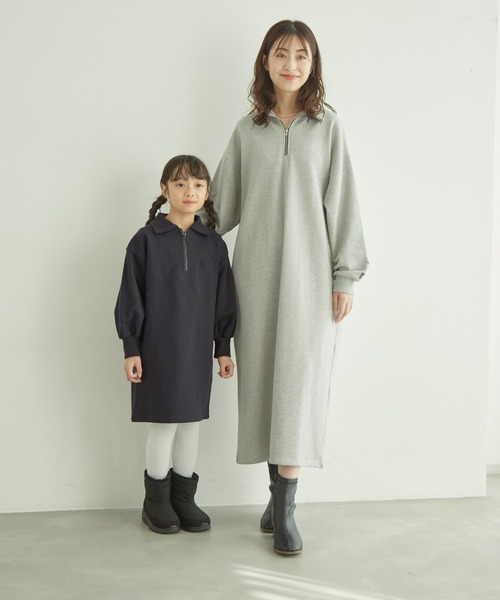 ROPE' PICNIC(ロペピクニック)の「【KIDS】ワンポイント刺繍裏毛ハーフジップワンピース/リンクコーデ(ワンピース・キッズ・チャコールグレー/キナリ・110/140/150/120/130)」の19枚目の写真