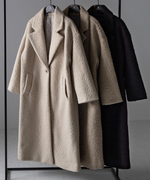 me+em select(ミームセレクト)の「【 3color 】オーバーサイズボアウールロングチェスターコート(チェスターコート・レディース・モカ/ブラック/ライトベージュ・MEDIUM)」の4枚目の写真