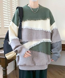 ■2026AW 新色追加【FVLMEN】fringe cut crew knit sweater pullover/フリンジ カット クルー ニット セーター プルオーバー/メンズ レディース ユニセックス